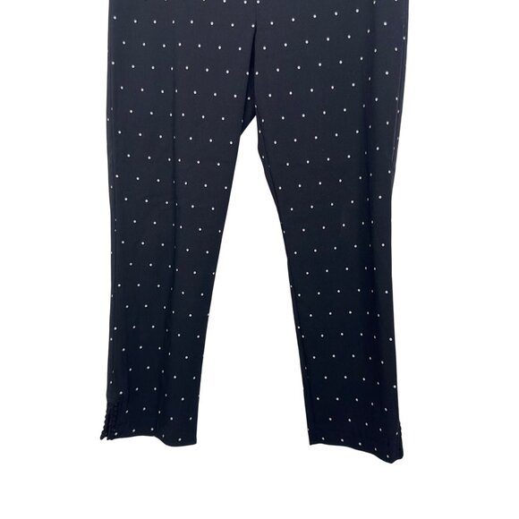 Crown & Ivy Womens 12P Petite Black Polka Dot Stretch Pants Pull On Slim Fit - Picture 11 of 12